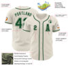 Custom Cream Green Authentic Baseball Jersey