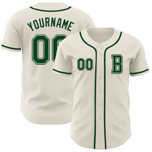 Cream1015_7c6071ea-66c1-47db-b9fd-75a524410ecf Custom Cream Green Authentic Baseball Jersey