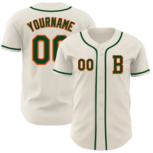 Cream1018_56eb506d-fc44-4dd2-b5e3-1896ecf9916f Custom Cream Green-Orange Authentic Baseball Jersey