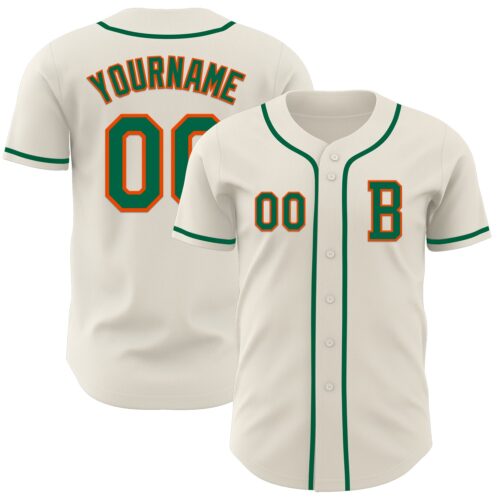 Cream1022_a244d9b9-0efe-44c9-8e17-8c6cdf683bba Custom Cream Kelly Green-Orange Authentic Baseball Jersey