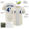 Custom Cream Navy-Light Blue Authentic Baseball Jersey