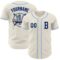 Custom Cream Navy-Light Blue Authentic Baseball Jersey