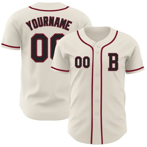 Cream1028_5db2de72-a8ac-45ba-96b1-00dafa82fa94 Custom Cream Black-Crimson Authentic Baseball Jersey