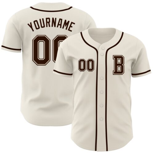 Cream1033_01d58690-7f9b-4476-99ed-d41c2d472d33 Custom Cream Brown Authentic Baseball Jersey