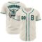 Custom Cream Black-Teal Authentic Baseball Jersey