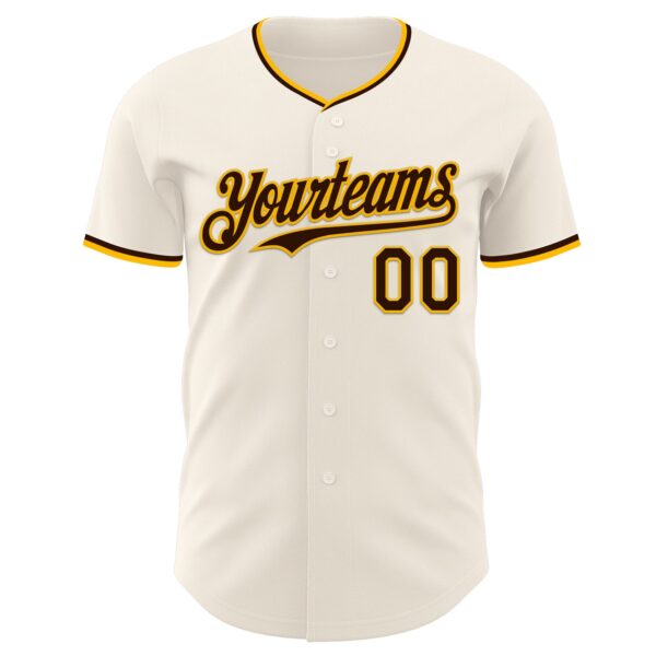 Custom Cream Brown-Gold Authentic Baseball Jersey