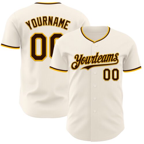 Cream1074 Custom Cream Brown-Gold Authentic Baseball Jersey