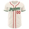 Custom Cream Red-Green Authentic Baseball Jersey