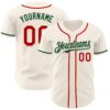 Custom Cream Red-Green Authentic Baseball Jersey