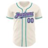 Custom Cream Purple-Teal Authentic Baseball Jersey