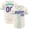 Custom Cream Purple-Teal Authentic Baseball Jersey