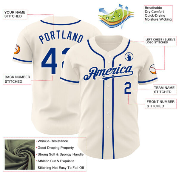 Custom Cream Royal Authentic Baseball Jersey