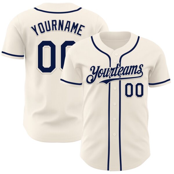 Custom Cream Navy Authentic Baseball Jersey