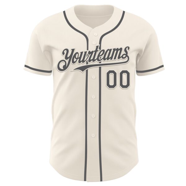 Custom Cream Steel Gray Authentic Baseball Jersey