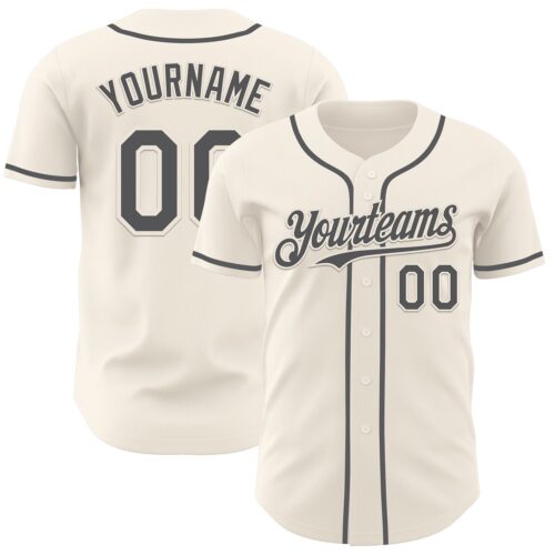 Custom Cream Steel Gray Authentic Baseball Jersey
