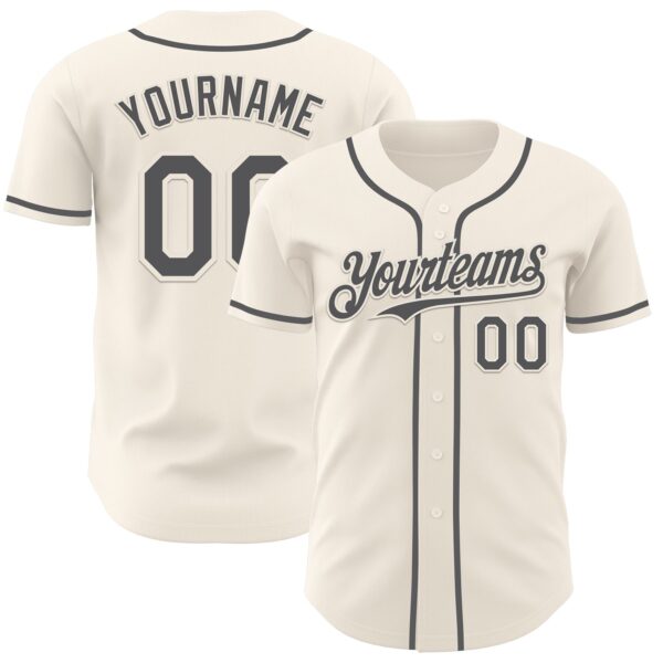 Custom Cream Steel Gray Authentic Baseball Jersey