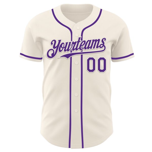 Custom Cream Purple Authentic Baseball Jersey