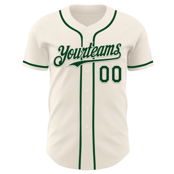 Custom Cream Green Authentic Baseball Jersey