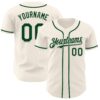 Custom Cream Green Authentic Baseball Jersey