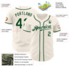 Custom Cream Green Authentic Baseball Jersey
