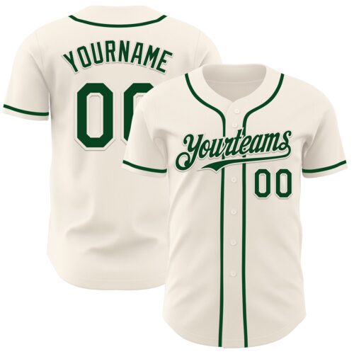 Cream1082 Custom Cream Green Authentic Baseball Jersey