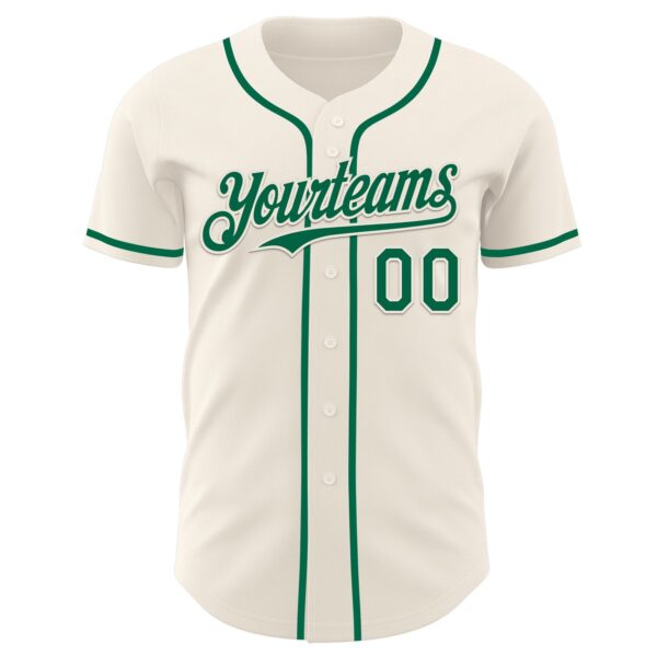 Custom Cream Kelly Green Authentic Baseball Jersey