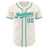 Custom Cream Teal Authentic Baseball Jersey