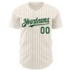 Custom Cream Gray Pinstripe Green Authentic Baseball Jersey