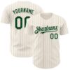 Custom Cream Gray Pinstripe Green Authentic Baseball Jersey
