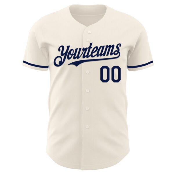 Custom Cream Navy Authentic Baseball Jersey