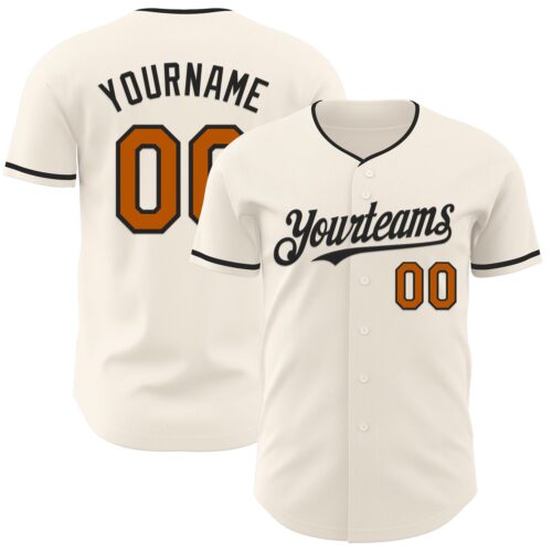 Custom Cream Texas Orange-Black Authentic Baseball Jersey