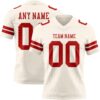 Custom Cream Red Authentic Football Jersey