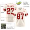 Custom Cream Red Authentic Football Jersey