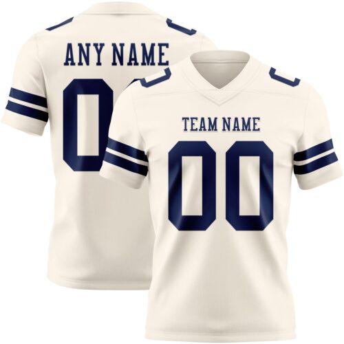 Custom Cream Navy Authentic Football Jersey