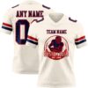Custom Cream Navy-Red Authentic Football Jersey
