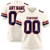 Custom Cream Navy-Red Authentic Football Jersey