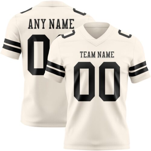 Cream1103 Custom Cream Black Authentic Football Jersey