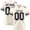 Custom Cream Black-Gray Authentic Football Jersey