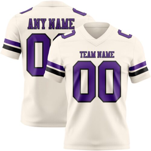 Custom Cream Purple-Black Authentic Football Jersey