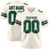Custom Cream Kelly Green-Black Authentic Football Jersey