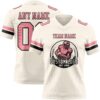 Custom Cream Medium Pink-Black Authentic Football Jersey