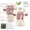 Custom Cream Medium Pink-Black Authentic Football Jersey