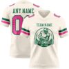 Custom Cream Pink-Kelly Green Authentic Football Jersey