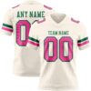Custom Cream Pink-Kelly Green Authentic Football Jersey