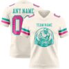 Custom Cream Pink-Aqua Authentic Football Jersey