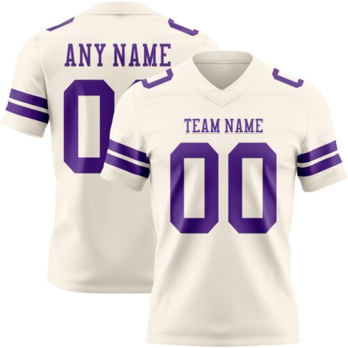 Cream1126 Custom Cream Purple Authentic Football Jersey