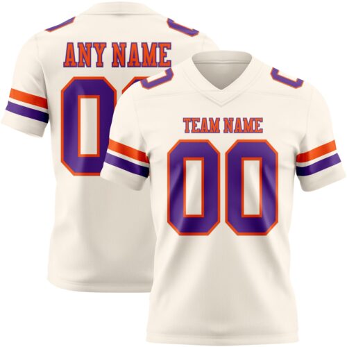 Cream1127 Custom Cream Purple-Orange Authentic Football Jersey