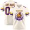Cream1128-1 Custom Cream Purple-Gold Authentic Football Jersey