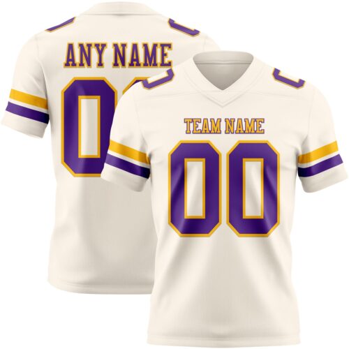 Cream1128 Custom Cream Purple-Gold Authentic Football Jersey