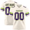 Custom Cream Purple-Neon Green Authentic Football Jersey